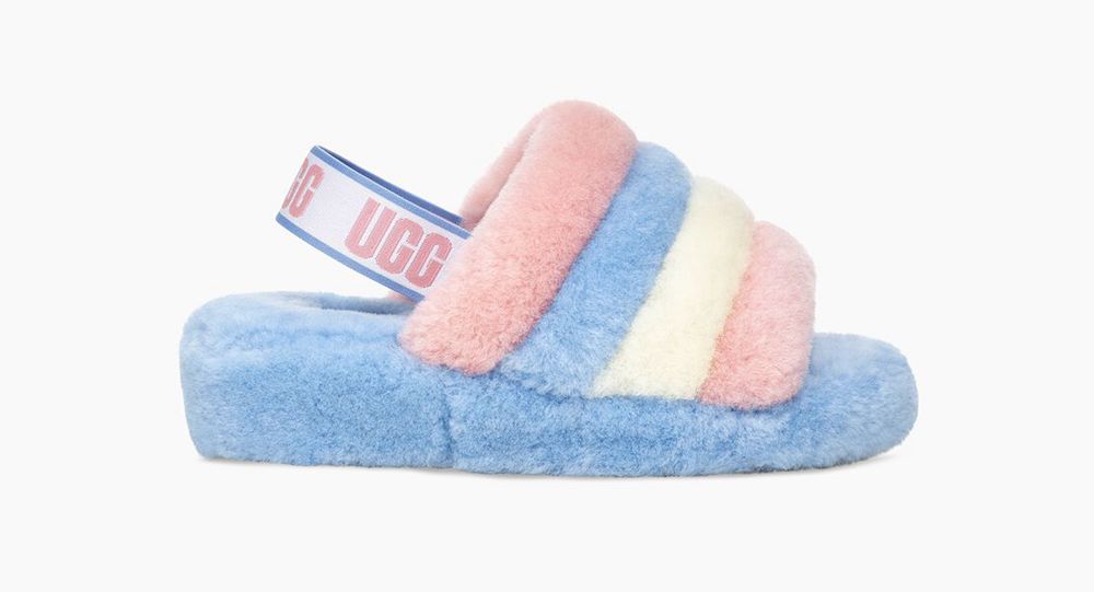 Ugg Slide Womens - Ugg Pride Fluff Yeah Stripes - 651LYXKMT